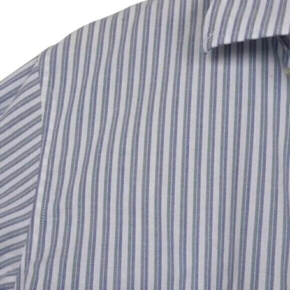 Land's End Dress Shirt Supima No Iron Oxford Button Down Pinstripe Size 16-36 - Picture 3 of 10